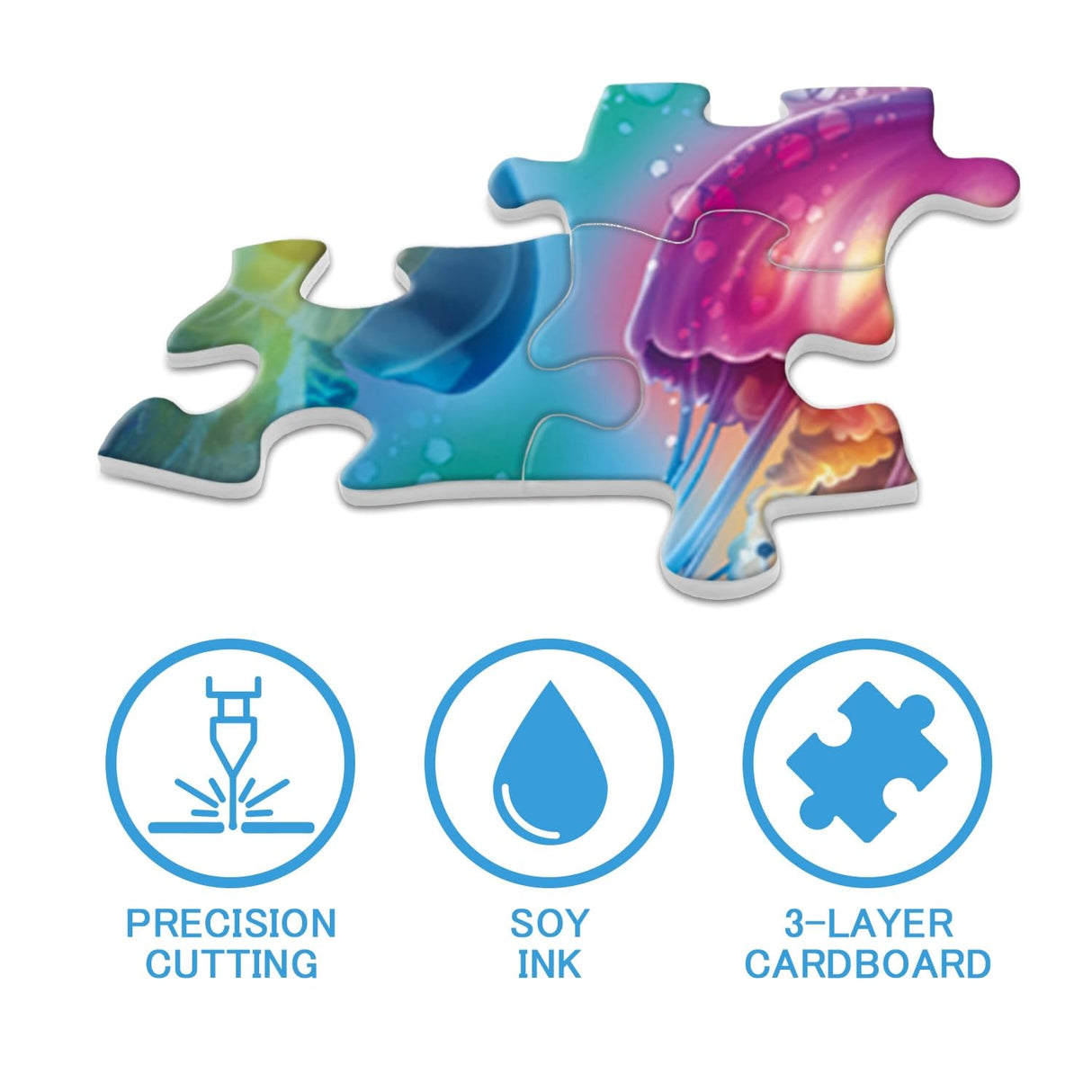 Fantasy Jellyfish Puzzle 1000 Piece Puzzles for Adults, Colorful Jellyfish Jigsaw Puzzles, Amazing Medusa Puzzle Rainbow Glowing Challenging Puzzles BBOLDIN