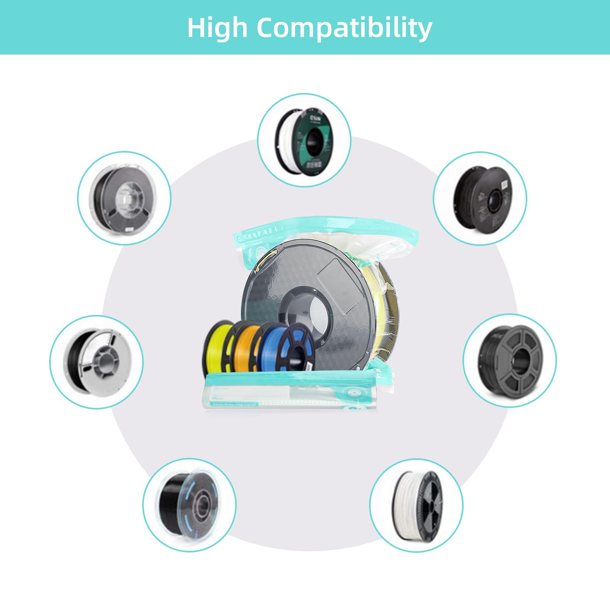 Domsanistor 3D Printer Filament Storage Bag Vacuum Kit, 10 Thicken Spool Storage Sealing Bags with 4 Clips, 11.8x13.4in Filament Bags for Keeping 1kg Spool Filament Dry Domsanistor
