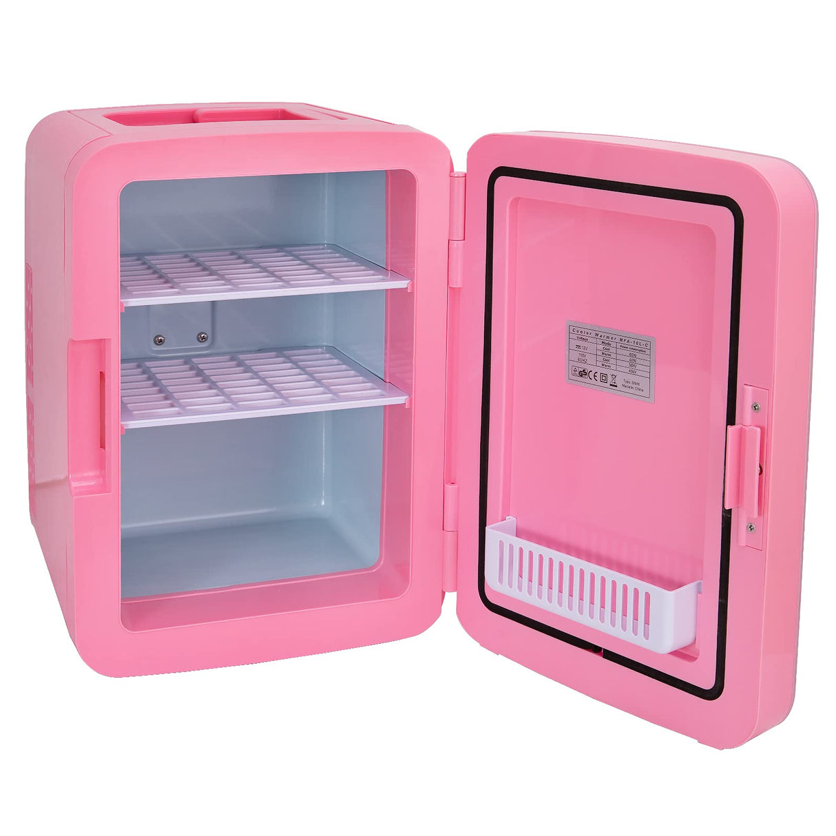 JOYSTAR 10 Liter/12 Cans Mini Fridge for Bedroom, Office, Dorm & Car, Portable Small Refrigerator for Skincare, Makeup, Beverage, Drinks, Thermoelectric Cooler & Warmer, Glass Door, Pink JOYSTAR