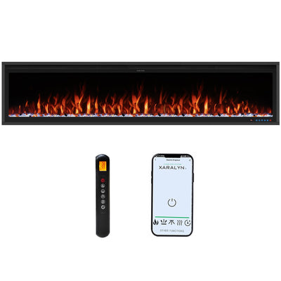 Benrocks 74'' Slim Electric Fireplace Inserts - WiFi-Enabled, Alexa & App Control, Recessed & Wall Mounted, 13 * 13 * 3 Flame Color Combinations, 750W/1500W, Black