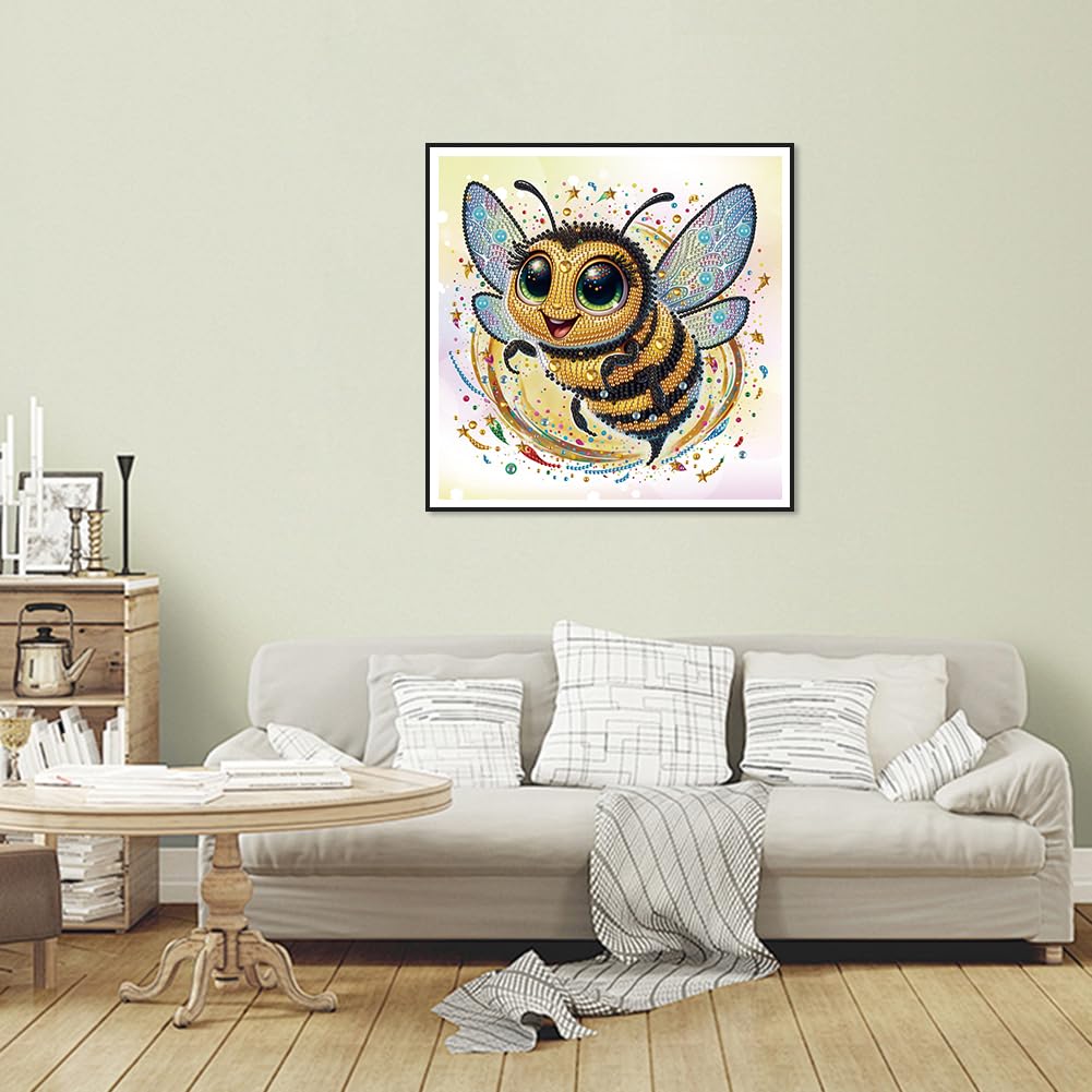 hill froeistung Special Shape Cartoon Bee Diamond Art Painting Kits for Adults,Crystal Rhinestones Diamond Art Kits for Beginners,Diamond Art Kits for Home Decor12×12inch hill froeistung