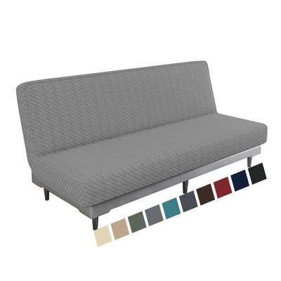 MAXIJIN Jacquard Futon Cover Stretch Armless Futon Sofa Cover Soft Futon Slipcover with Elastic Bottom Thick Sofa Bed Furniture Protector Covers for Washable Futon (Futon, Light Gray)