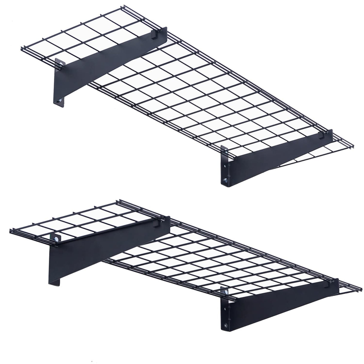 Wallmaster 2-Pack 15x45 Heavy Duty Garage Wall Shelving 45-inch-by-15-inch Wall Mount Garage Storage Rack Floating Shelves Max Load 400lb Black Wallmaster