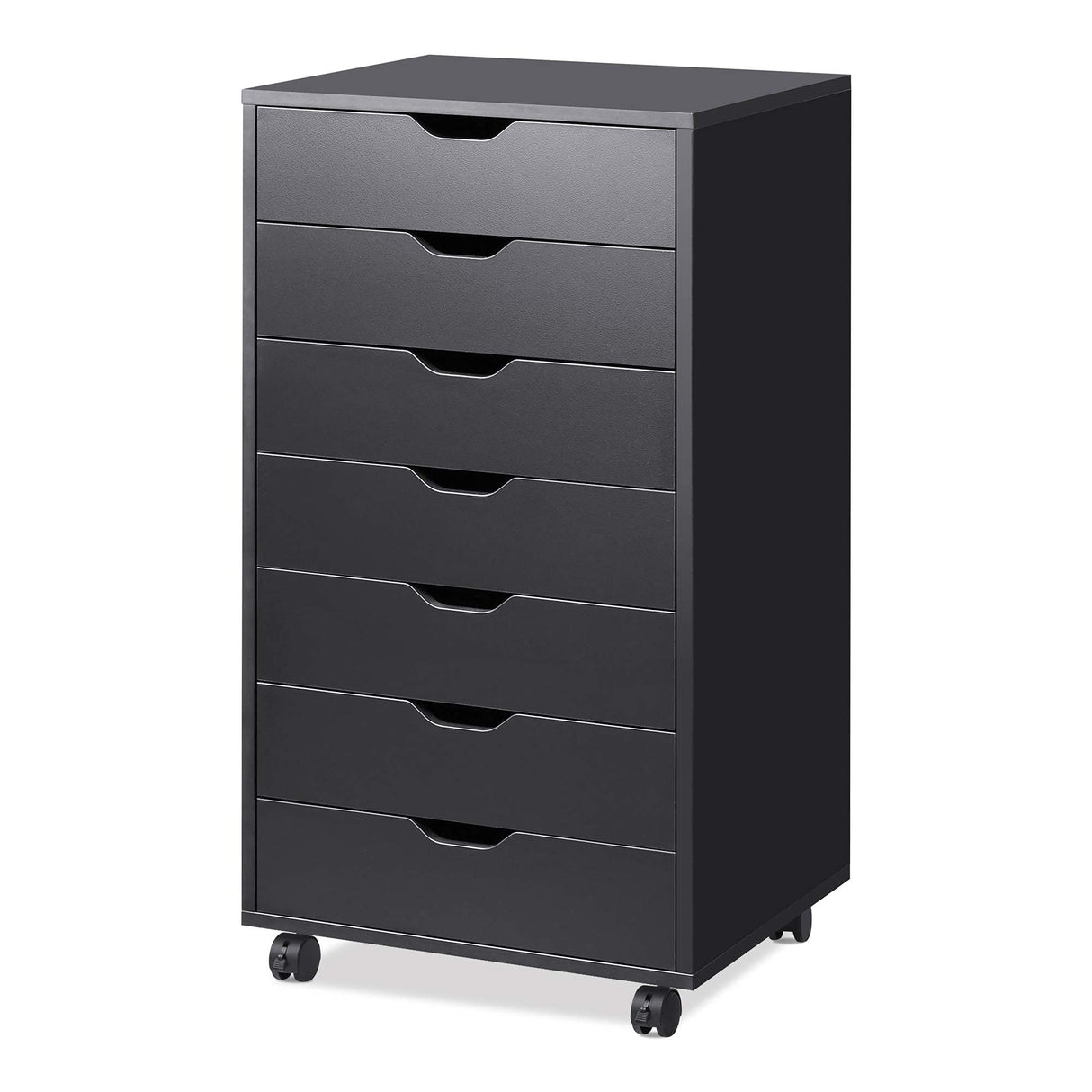 DEVAISE 5-Drawer Chest, Wood Storage Dresser file Cabinet with Wheels, Black DEVAISE