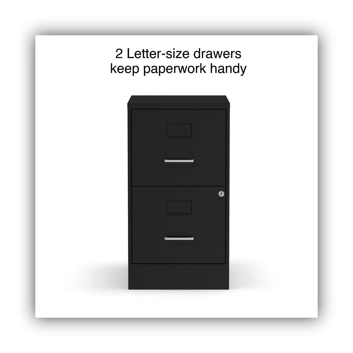 Alera 2806262 14 in. x 18 in. x 24.1 in. Soho 2-Drawer Vertical Letter File Cabinet - Black Alera