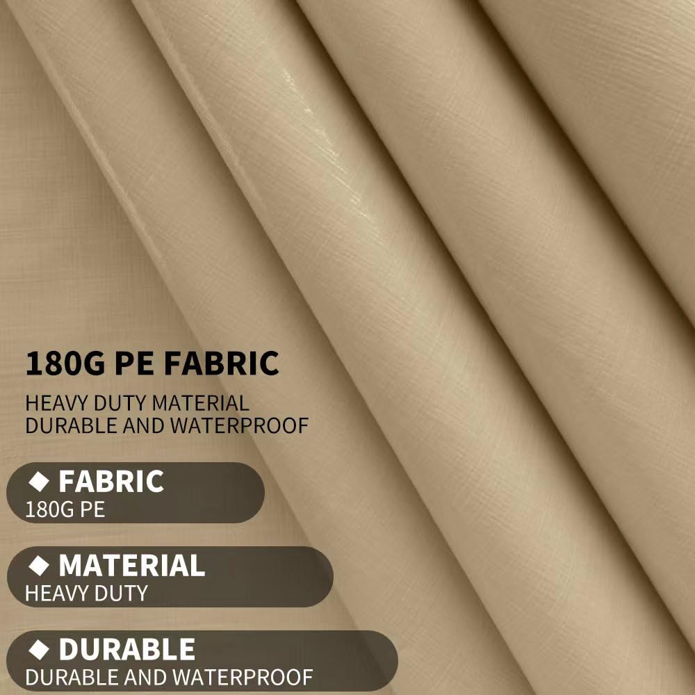 Carport Replacement Canopy, Replacement Top Cover for 10' x 20' Carport Frame, 180G PE Fabric Waterproof & UV Protected Tarp with Ball Bungees, Beige (Only Top Cover, Frame is not Included) Vanteriam