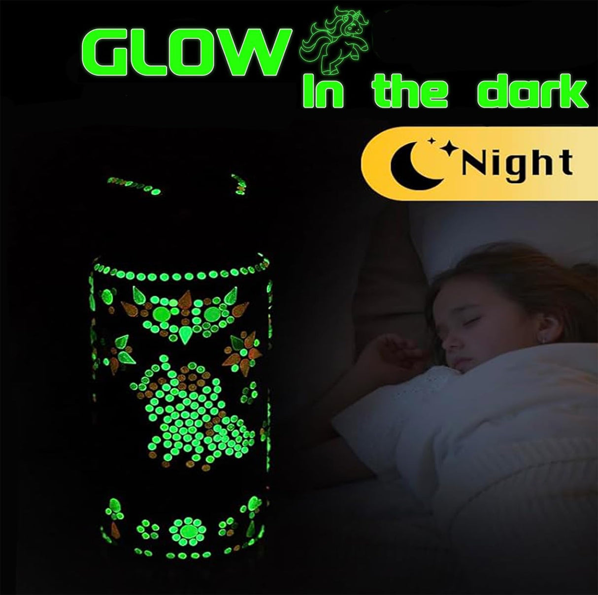 Glow in The Dark Decorate Your Own Water Bottle Kit,Unicorn Toy Gift for 4-6-8-10-12 Year Old Girl,Craft Toy for Age 3 4 5 6 7 8 9 10 Girl,Kid Teen Water Bottle Sticker for School Christmas Birthday Bemetu