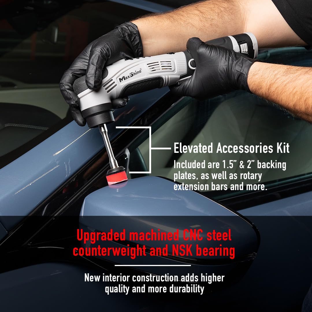 Maxshine Professional Mini Cordless Polisher (M0312 V2) - Portable, Lightweight (1.93 lbs), 6-Speed DA/Rotary Polisher for Auto Detailing, Scratch & Swirl Repair, Paint Protection, Gloss & Shine Maxshine