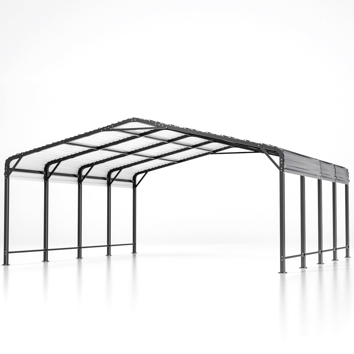 AirWire 20x20 FT Metal Carport with Heavy Duty Carport Canopy, Car Port with Reinforced Base and Five Canopy Beams, Car Garage Shelter for Car, Boats and Truck AirWire