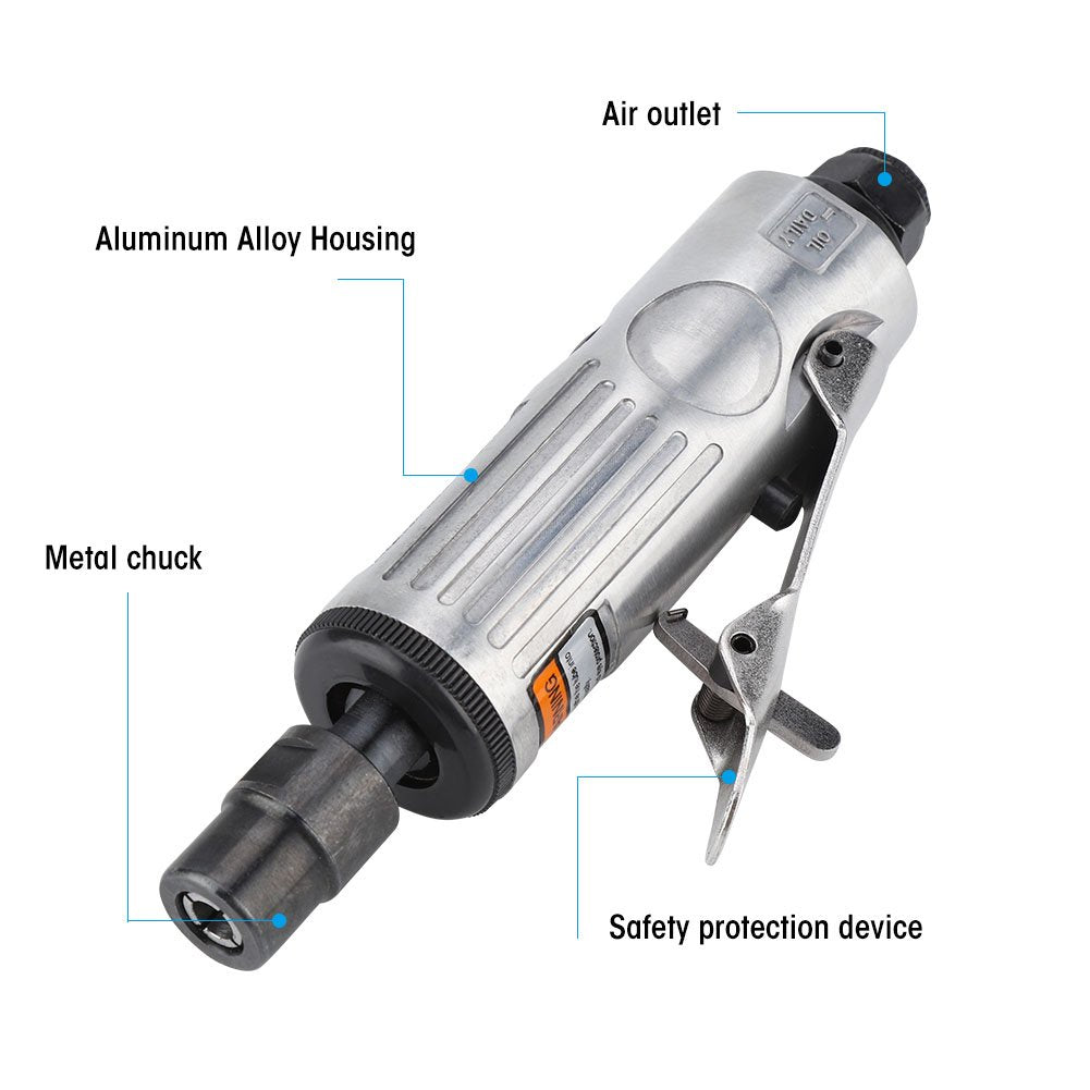 16 Pcs Air Die Grinder Kit 1/4" 1/8" Pneumatic Rotary Grinding Tool Air Grinder Polishing Engraving Tool Set with Grinding Heads and Spanner Accessories 25000RPM Keenso