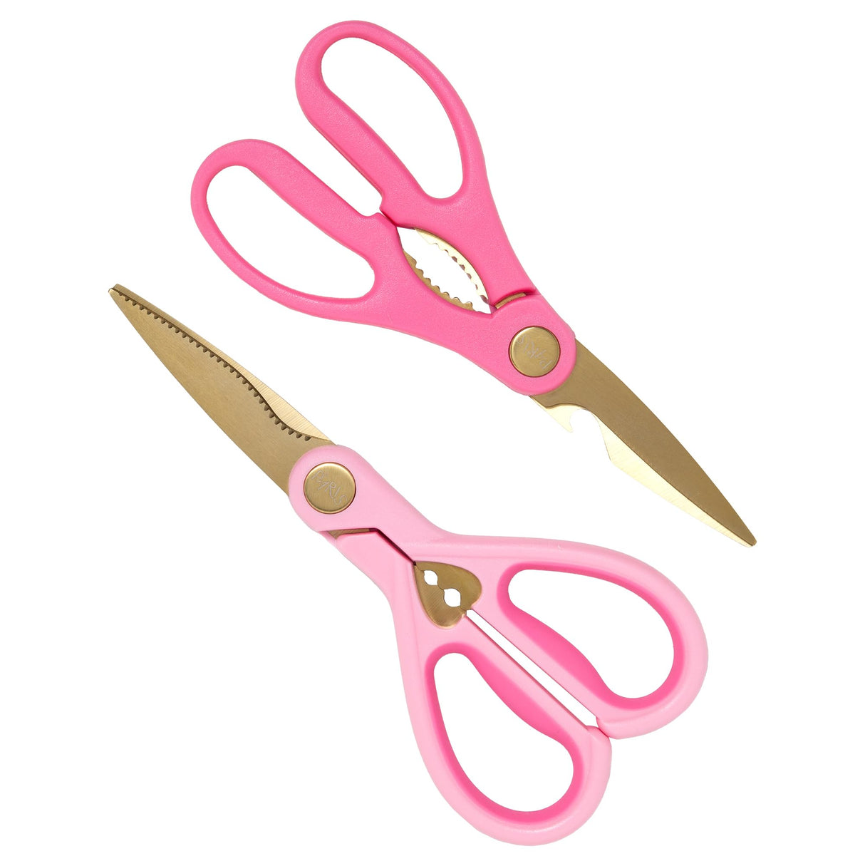 Paris Hilton All Purpose Kitchen Shears, Premium Stainless Steel Blades with Ergonomic Soft Grip Handles, 2-Piece Set, Pink Paris Hilton