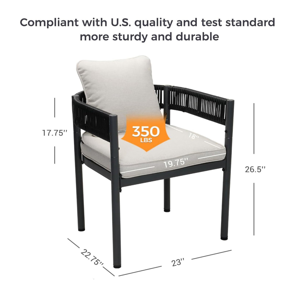 Grand patio Outdoor Dining Set for 6, 7 PCS Patio Table and Chairs Set, Metal Woven Wicker Fixed Patio Chairs with Thickened Cushions & 1 Rectangular Woodgrain Dining Table with Umbrella Hole (Black) Grand patio