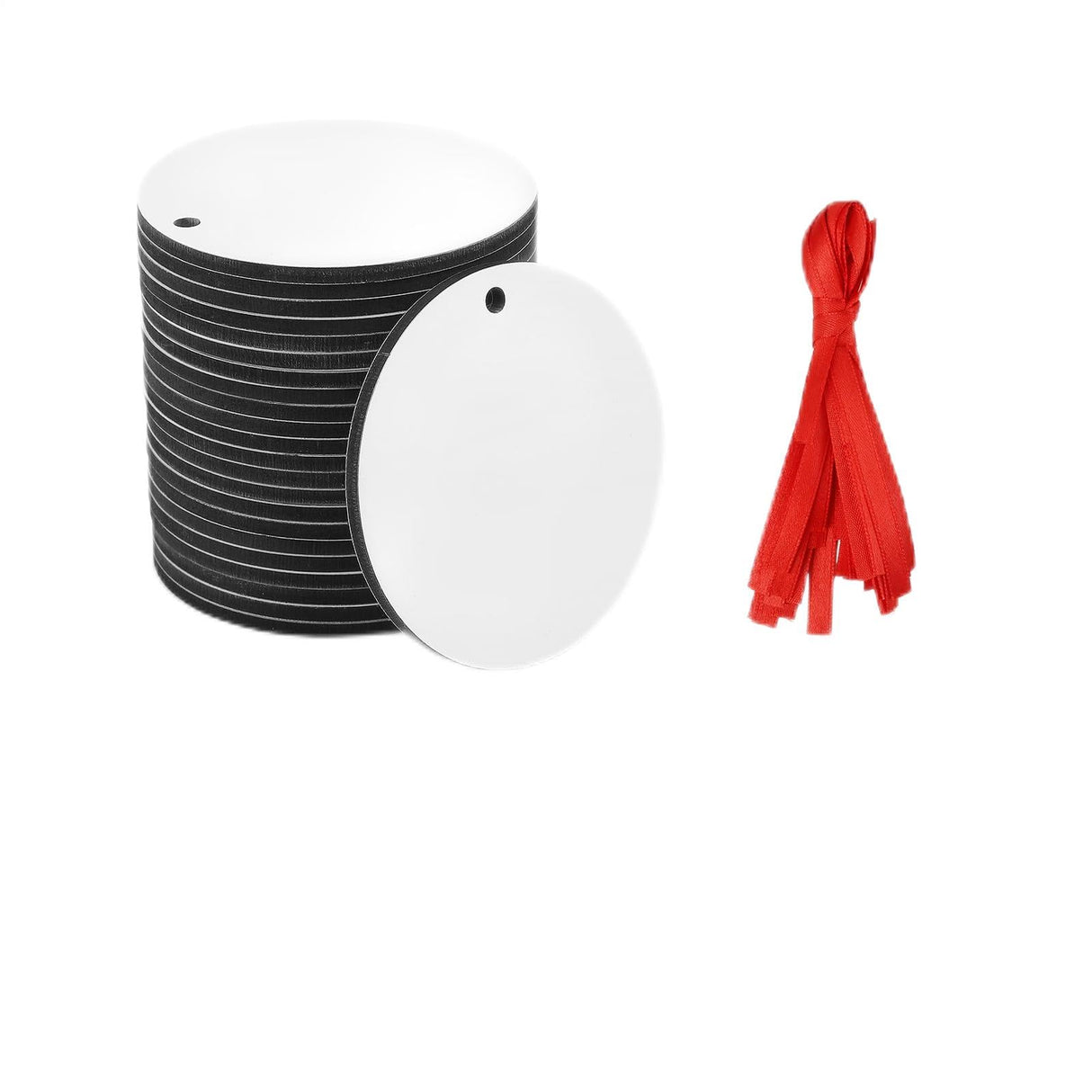 SAVITA 25pcs Sublimation Blank Pendants, 2.83inch MDF Personalized Sublimation Pendant Round Blank Discs Halloween Christmas Ornaments DIY Creation Supplies SAVITA