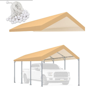 TGEHAP 10' x 20' Upgraded Carport Replacement Top Canopy Cover for Car Garage Top Tarp Shelter, Waterproof Car Cover Tent for Party Garden Boat with Ball Bungees (Frame is not Included)