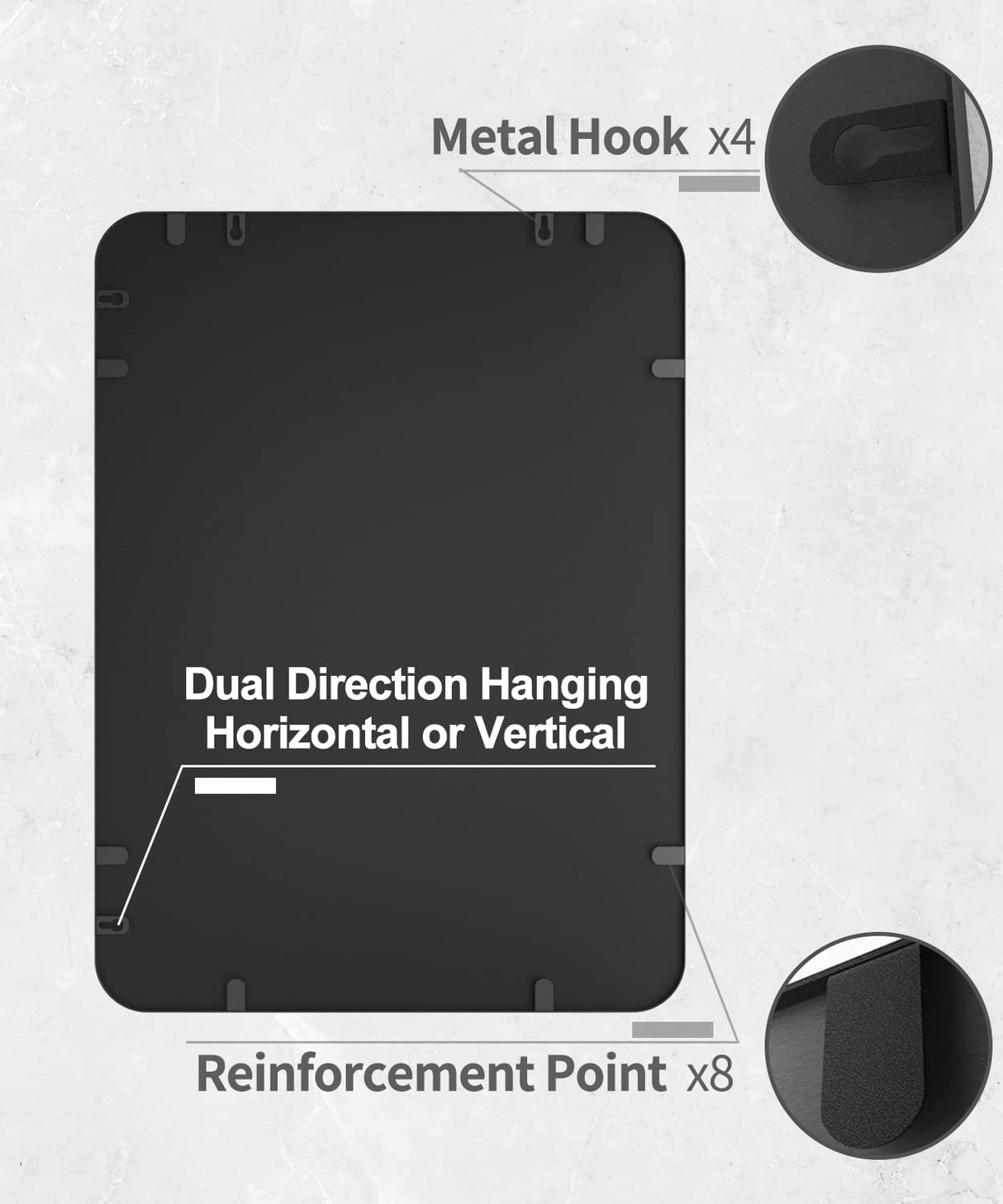 USHOWER 2-Pack Black Bathroom Mirrors 24 x 36 Inch, Metal Frame Rectangle Mirror, Modern Farmhouse Vanity Mirror, Wall Mounted USHOWER