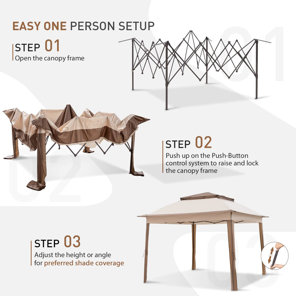 Cool Spot 11x11 Pop-Up Instant Gazebo Tent with Mosquito Netting Outdoor Canopy Shelter with 121 Square Feet of Shade by COOS BAY (Beige) COOS BAY