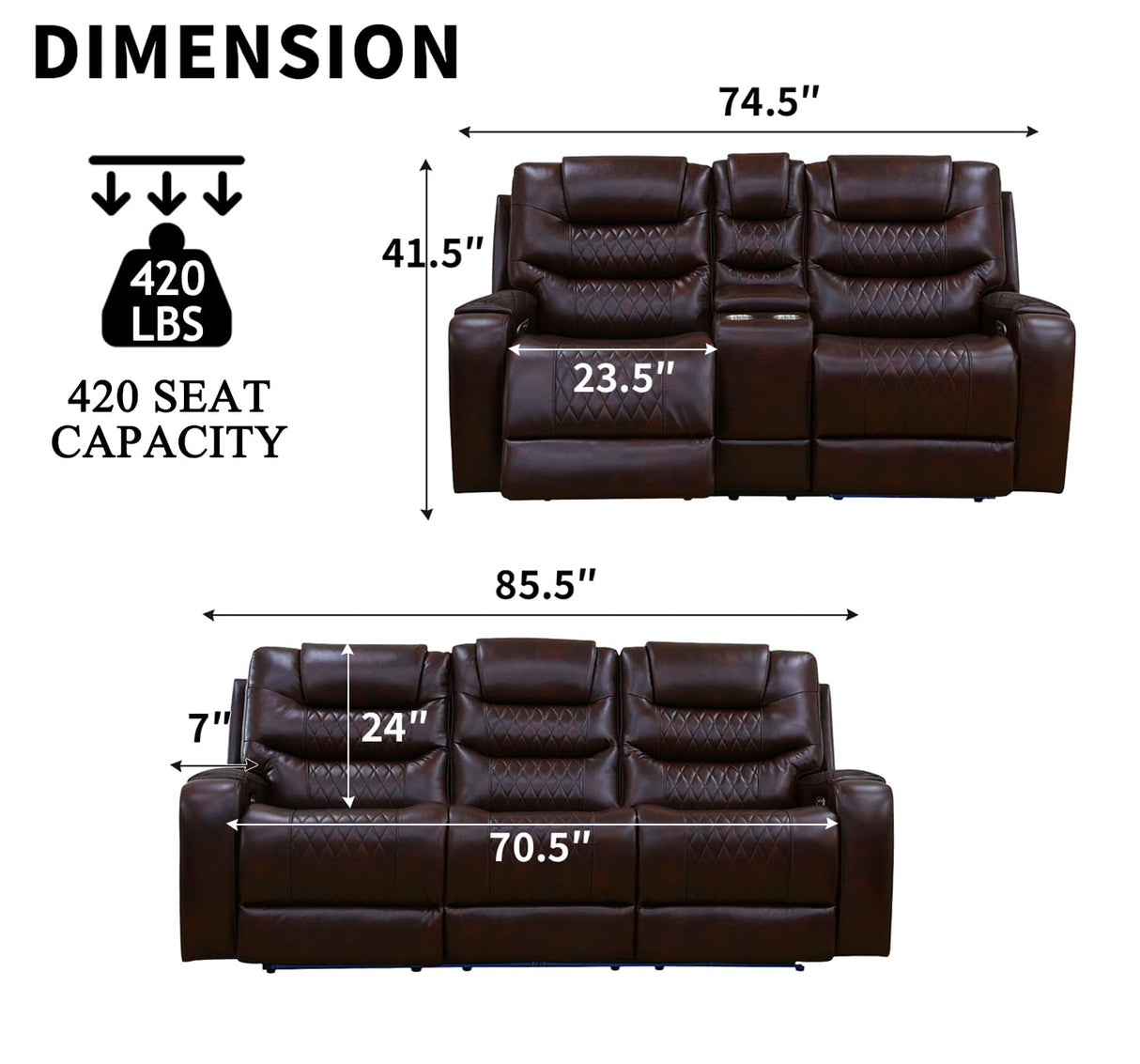 Caberryne Power Recliner Sofa for Living Room Furniture Set,Leather Reclining Sofa and Loveseat with Storage Space/Cup Holders/Charging for Home Theater(Wine Red) Caberryne