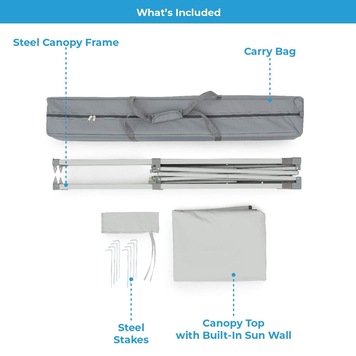 Core Instant Straight Leg Canopy Tent with Adjustable Sun Wall, 6 ft x 4 ft , Gray CORE