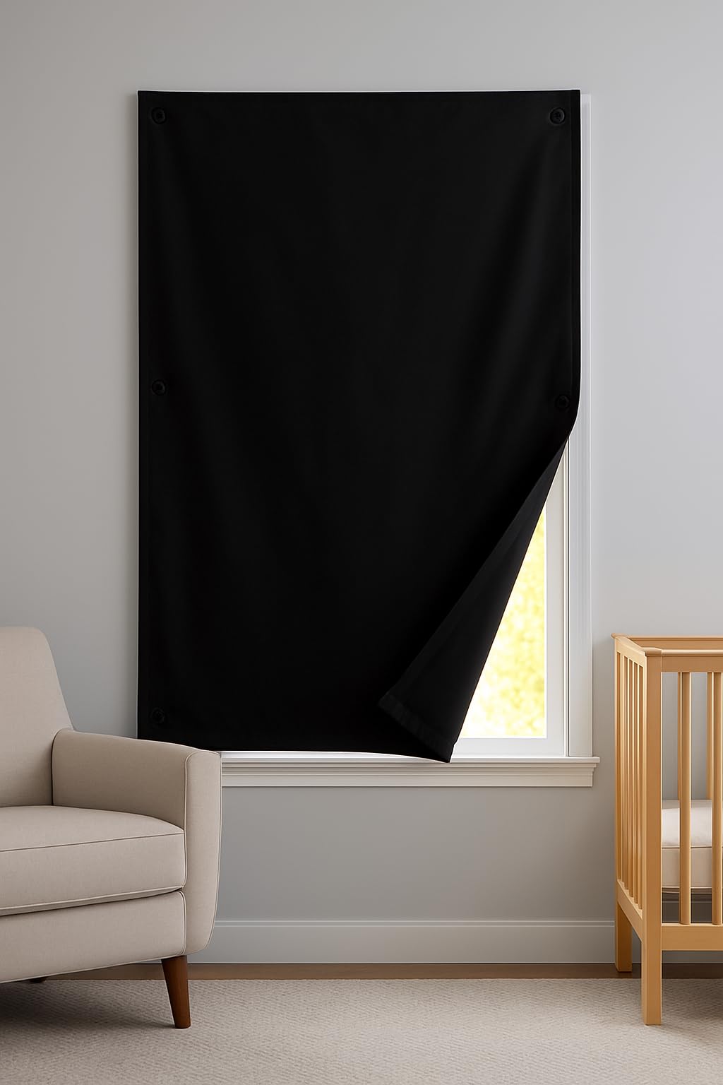 DREAM ART Anywhere Portable Blackout Curtain/Adjustable Blackout Shades/Temporary Blackout Blinds with Suction Cups for Nursery,Children Kids Bedroom or Travel Use,Black,1 pc W51xL71Inch(130X180cm) DREAM ART