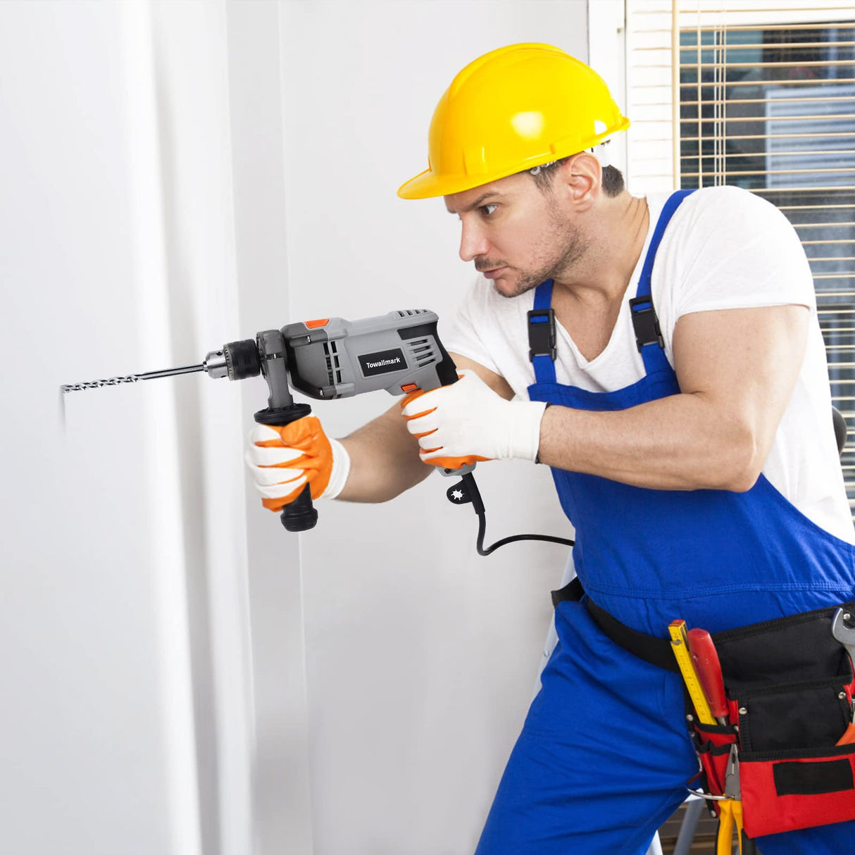 Towallmark 7.5-Amp Hammer Drill with Aluminum Alloy Housing, 1/2-Inch Corded Electric Hammer Drill with 3000RPM, Variable Speed, 15 Drill Bits with Toolbox for Home Improvement, DIY Towallmark