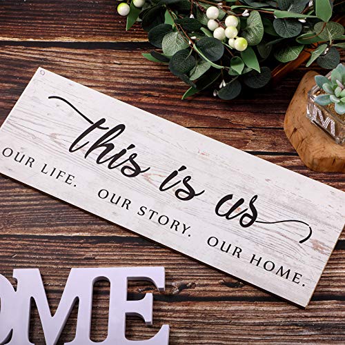 Jetec This is Us Wooden Wall Sign Family Wall Plaques Inspiration Wood Sign Farmhouse Entryway Sign Rustic Wall Plaques Art with Quotes for Living Room Bedroom Christmas Decorations(Antique White) Jetec
