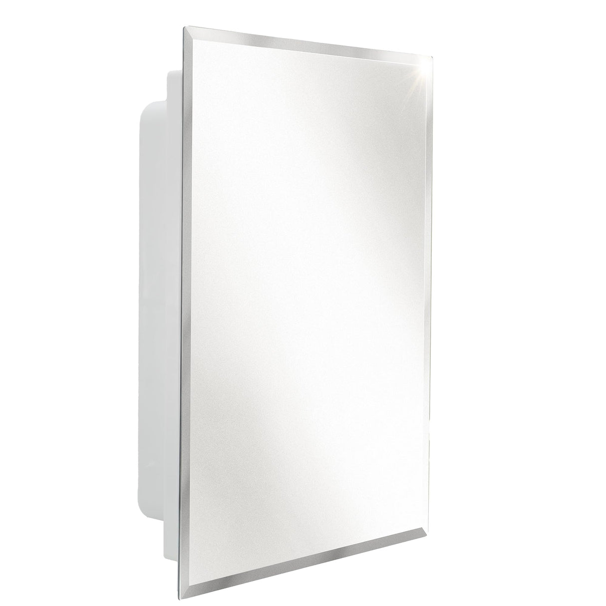 RecPro RV Bathroom Medicine Cabinet | 16” W x 22” H | Two Shelves | Frameless Polished Edge Mirror | Made in USA | White RecPro