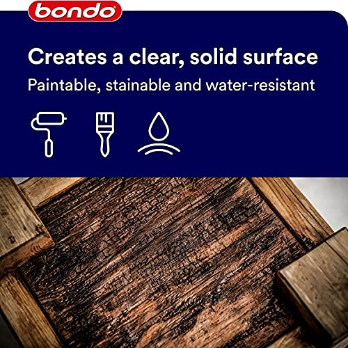 Bondo Rotted Wood Restorer, 8 fl oz., Penetrates into Spongy, Dry-rotted Wood Fibers Creating a Solid Surface, Dries clear and tack free, Water Resistant, Stainable and paintable (20131) bondo