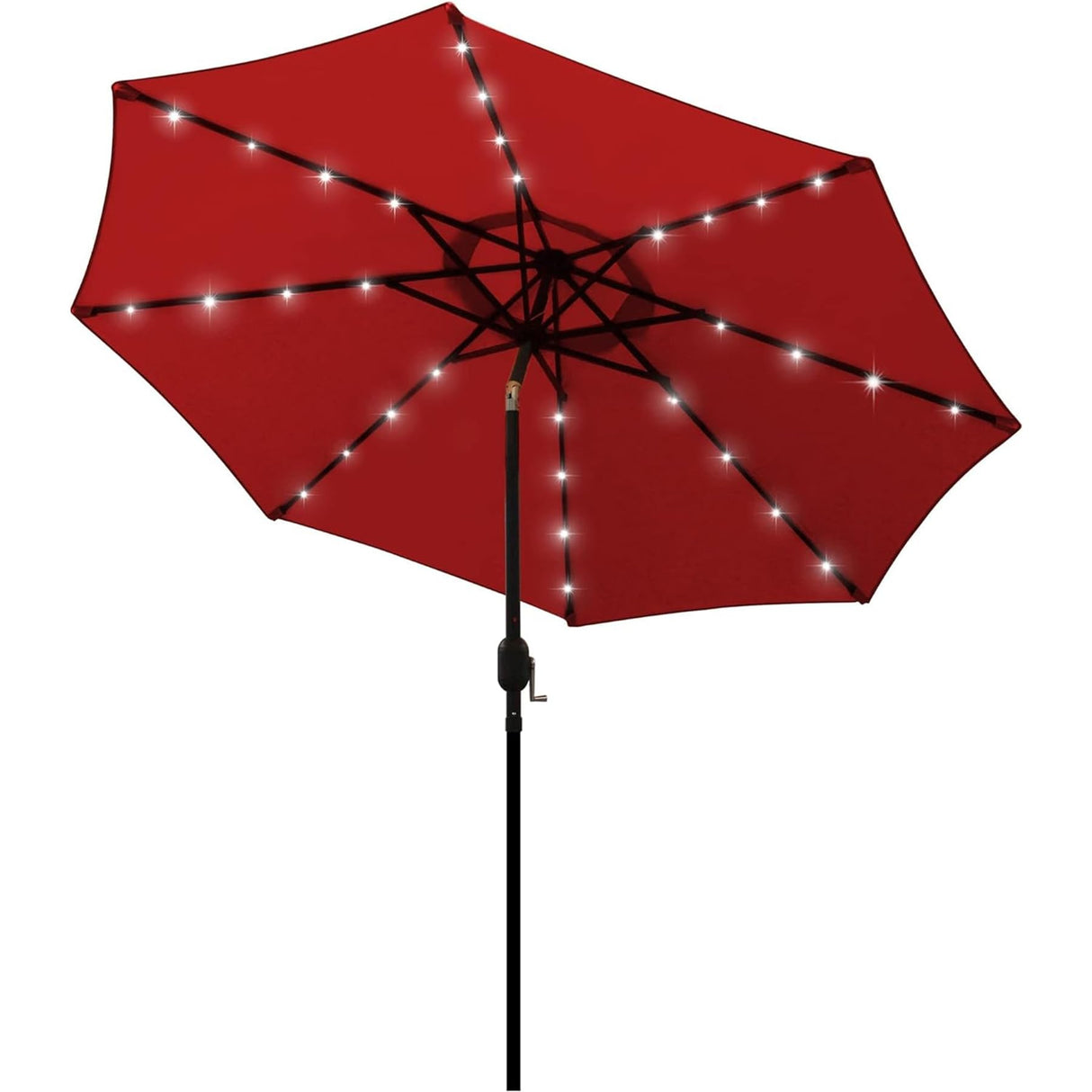 Blissun 9 ft Solar Umbrella, 32 LED Lighted Patio Umbrella, Table Market Umbrella, Outdoor Umbrella for Garden, Deck, Backyard, Pool and Beach (Red) Blissun