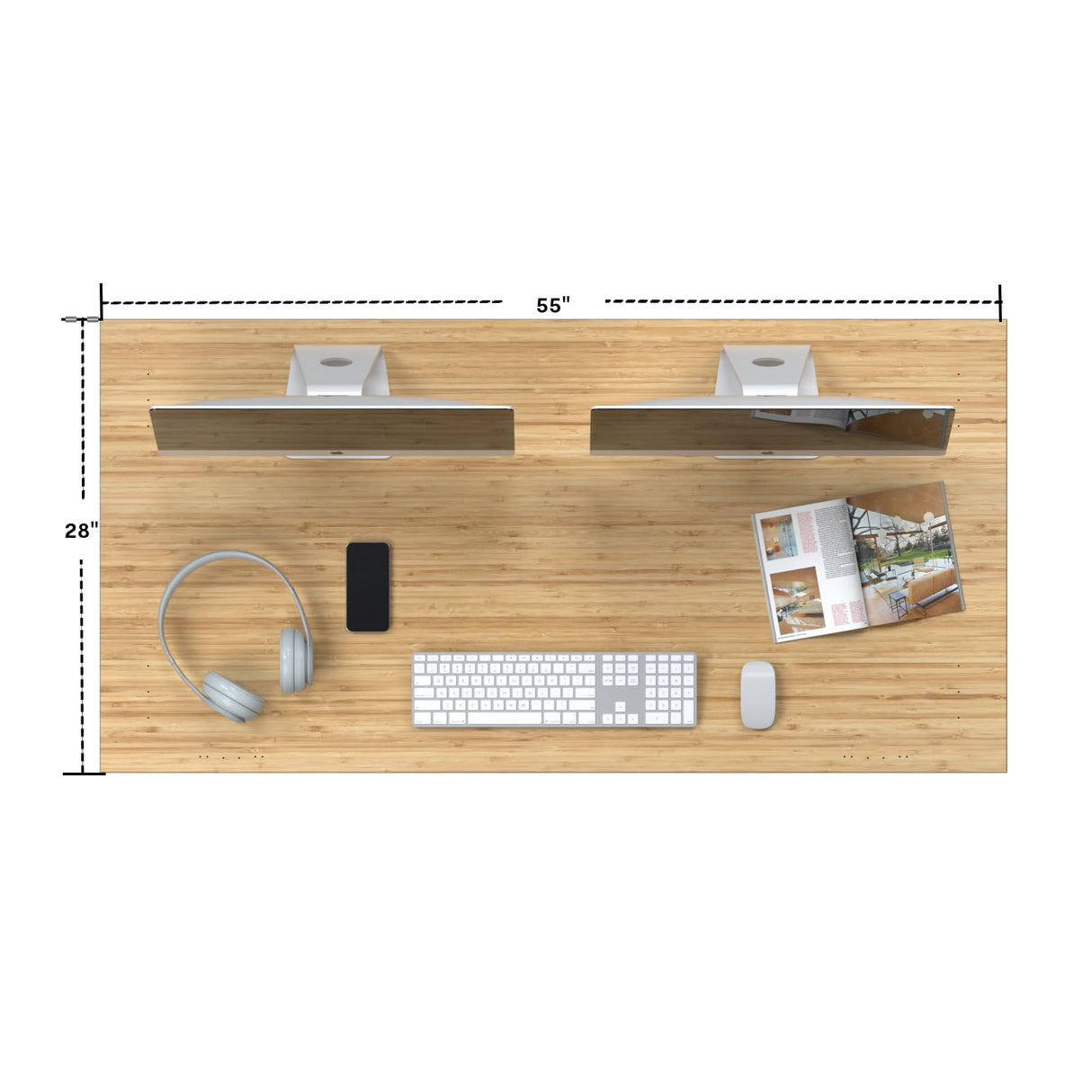 FLEXISPOT Whole Piece Bamboo 55"x28" Desktop Height Adjustable Desk Rectangular Tabletop FLEXISPOT