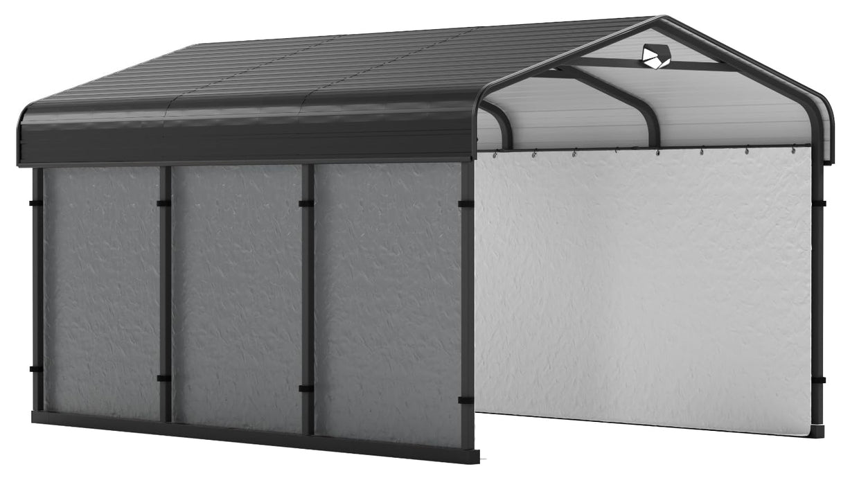 Benass 10x15 Metal Carport, Carport Canopy 10x15 Heavy Duty, Galvanized Steel Roof Car Port with Removable Polyethylene Sidewalls Benass