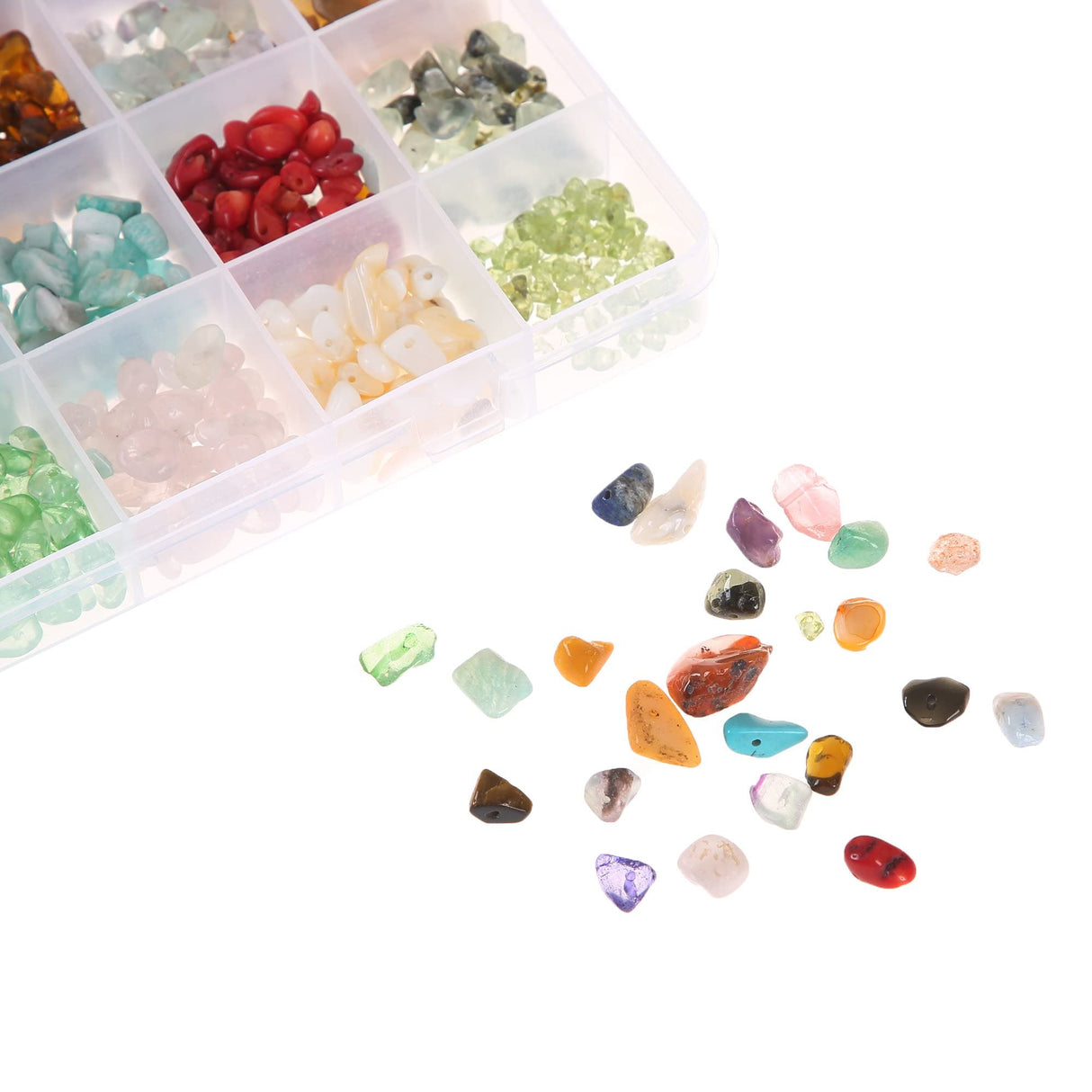 Efivs Arts 1500PCS Stone Beads Kit - 24 Styles Crystal & Gemstone Beads for DIY Crafts, Tree of Life, Holiday Gifts efivs arts