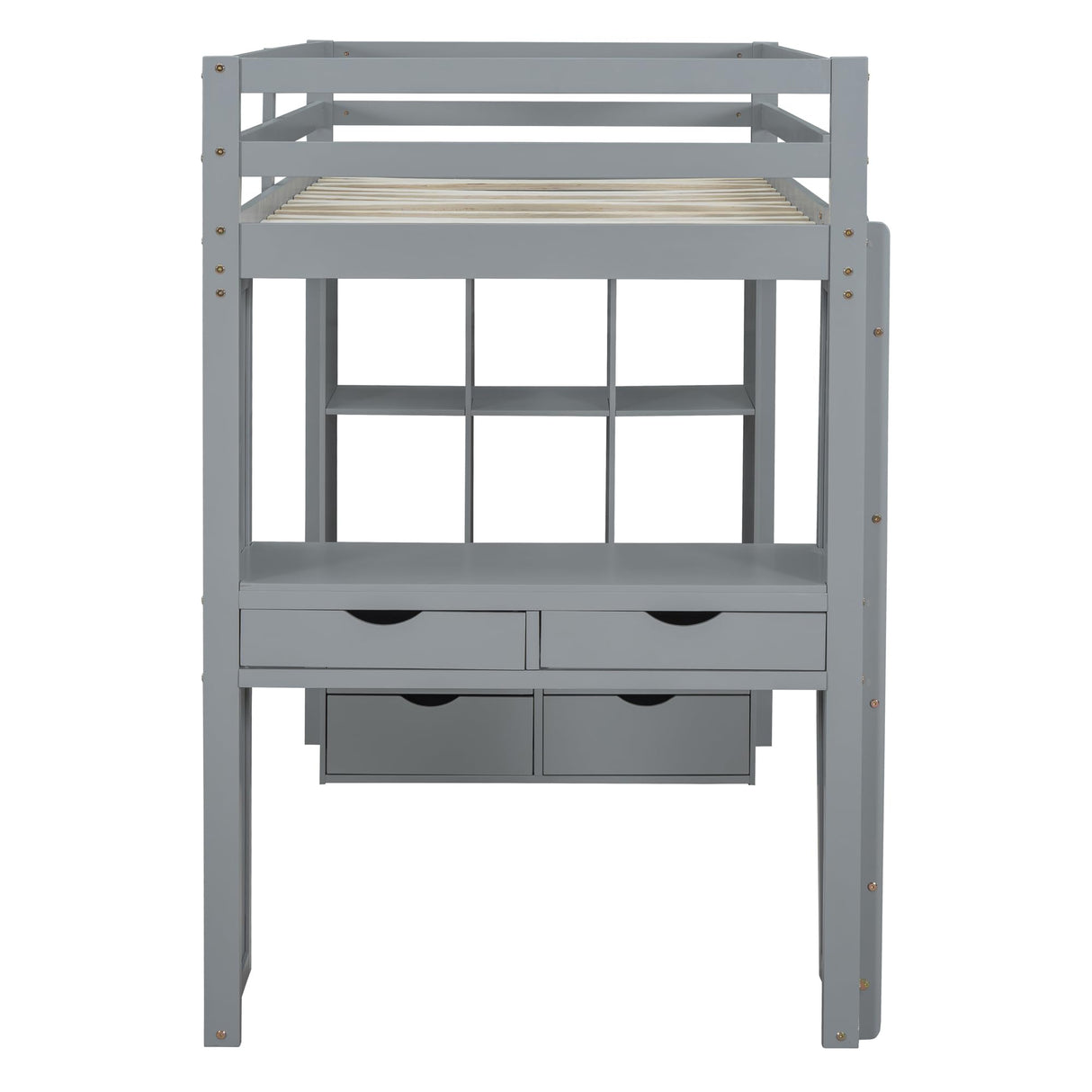 Bellemave Full Size Loft Bed with Desk, Storage, and LED Light in Gray Bellemave