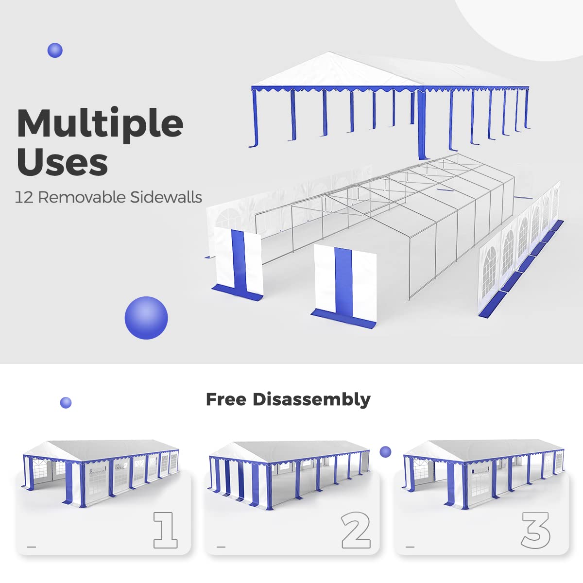 Quictent 20x40 Party Tent Heavy Duty PVC Large Commercial Vinly Canopy Wedding Big Event Shelter, Stripe Blue&White Quictent