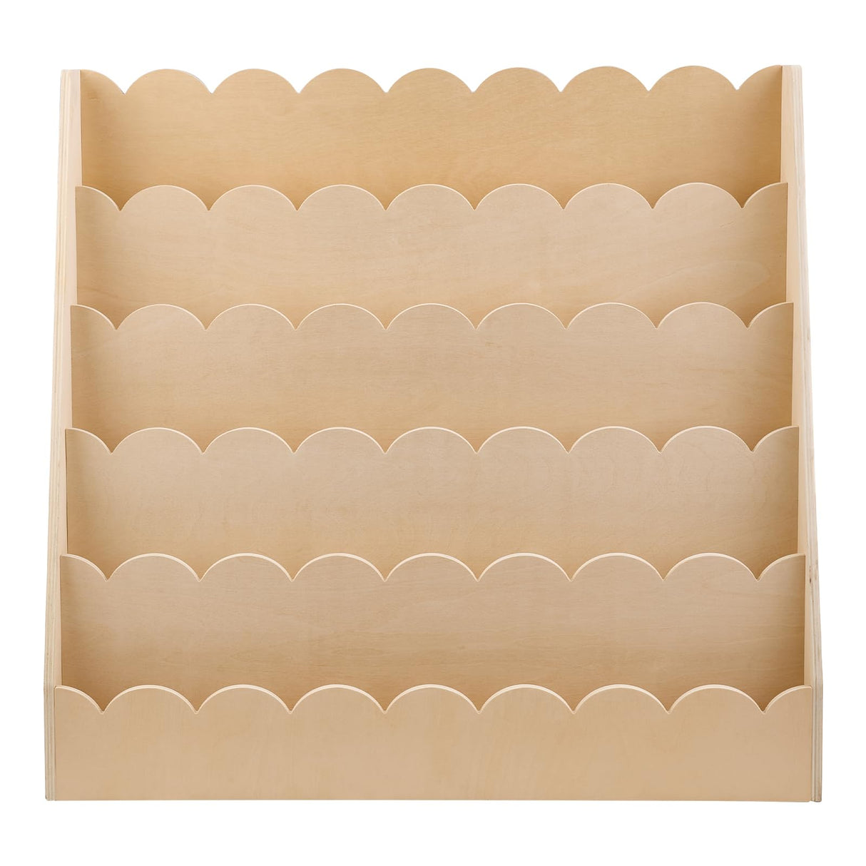 VEVOR 5-Tier Montessori Bookshelf, Scalloped Kids Bookcase, Wooden Book Shelf with 2 Dual Hooks, Daycare Furniture Display Bookshelf for Bedroom, Living Room, Entryway, Nursury, Preschool VEVOR