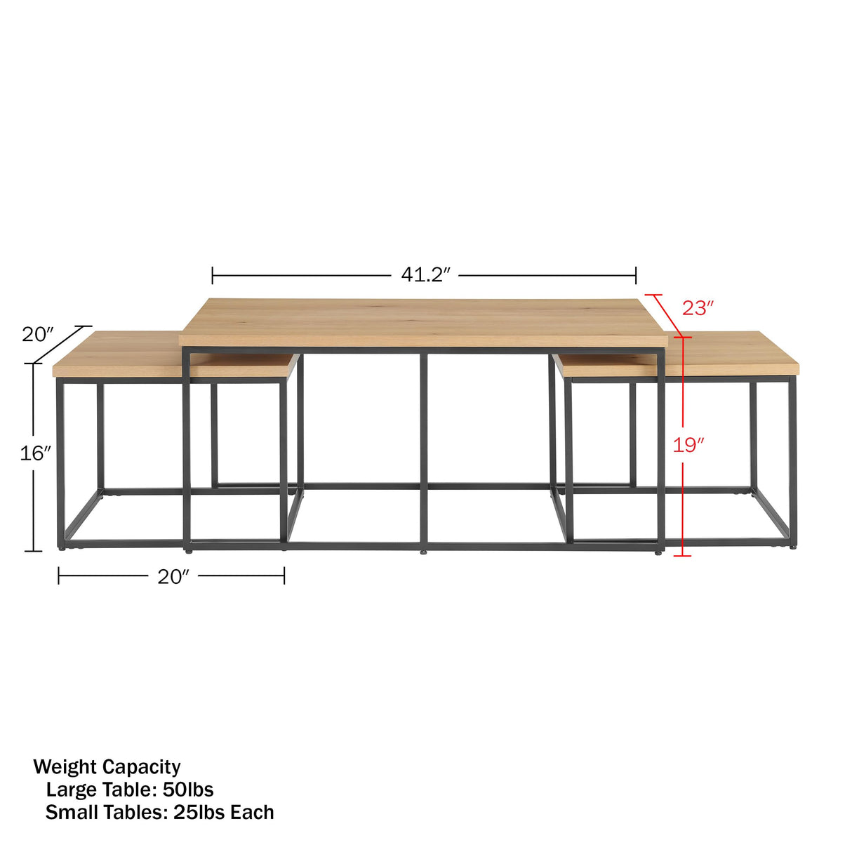 Lavish Home 3-Piece Coffee Table Set - Modern Nesting Tables with Large Table and Side Tables - for Living Room, Apartment, or Dorm (Walnut) Lavish Home