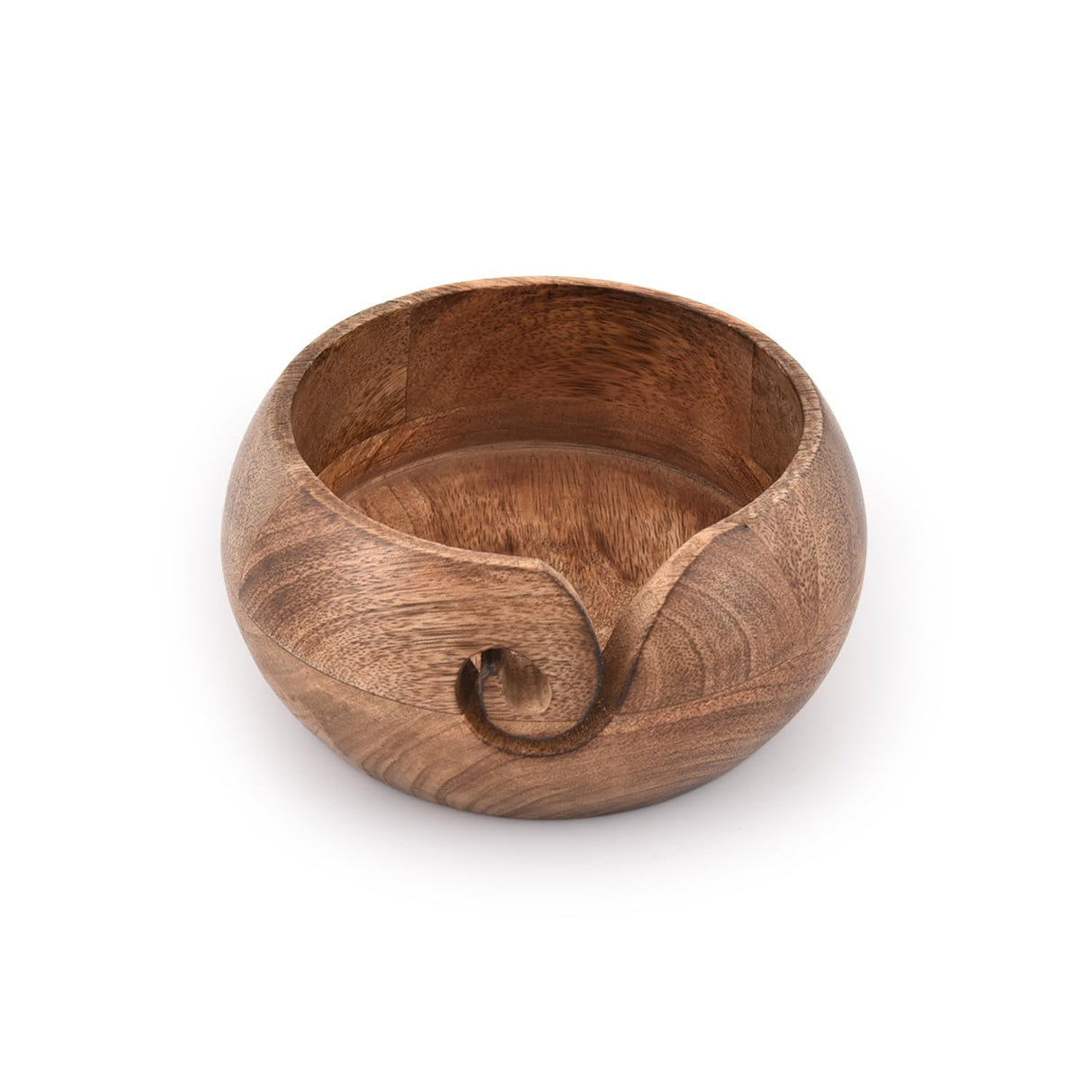 NIRMAN Wooden Yarn Bowl Hand Made by Indian Artisans with Premium Mango Wood for Knitting and Crochet (6" x 6" x 3'') NIRMAN