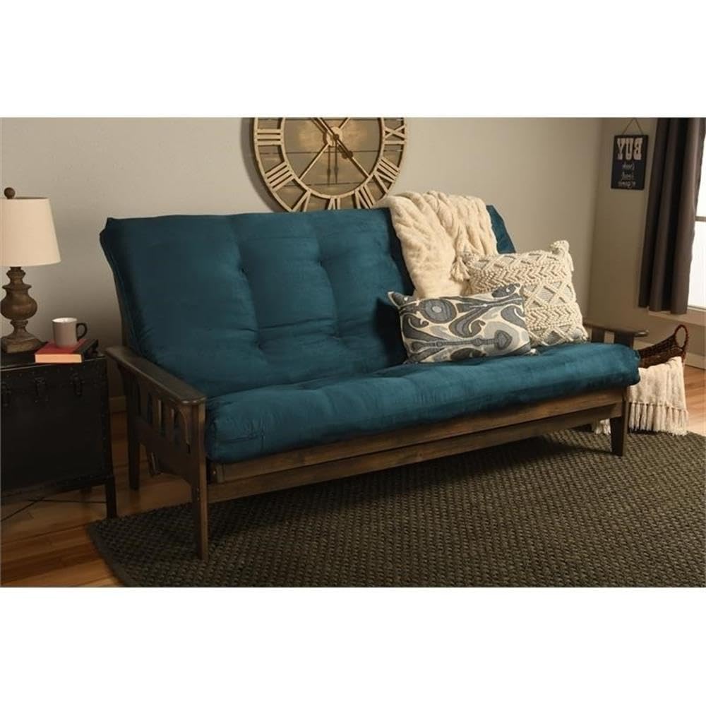 Kodiak Tucson Queen Futon Frame and Mattress Set - Wood Futon with Mattress Included in Fabric Mattress (Gray/Walnut) Kodiak Furniture