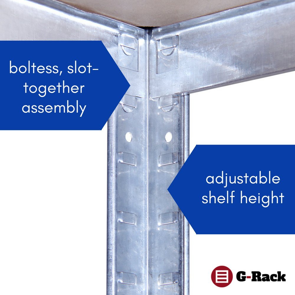 Garage Shelving Units: 71 x 35 x 18 inches | Heavy Duty Racking Shelves for Storage-1 Bay, Galvanised Steel 5 Tier (400 lbs Per Shelf), 2000 lbs Capacity | For Workshop, Shed, Office | 5 Year Warranty G-Rack