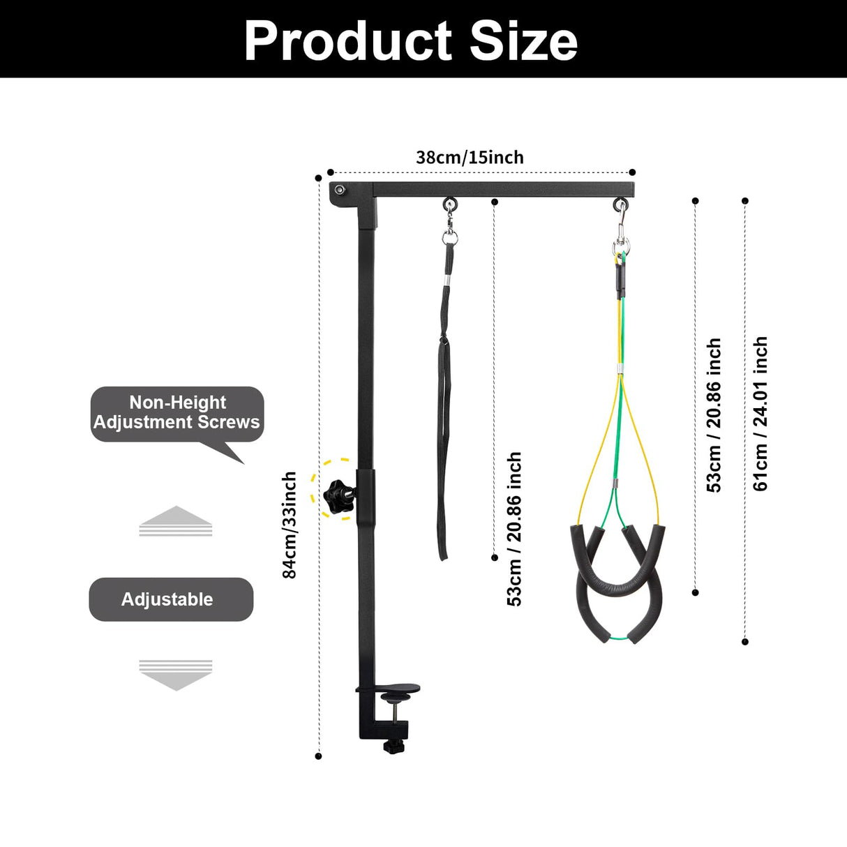 Adjustable Dog Grooming Arm with Clamp,2 No Sit Haunch Holder&Loop Noose,Adjustable Height,Foldable Dog Grooming Table Arm for Small Dogs&Puppies,Arm for Grooming Tables,Pet Grooming Stand wikdey