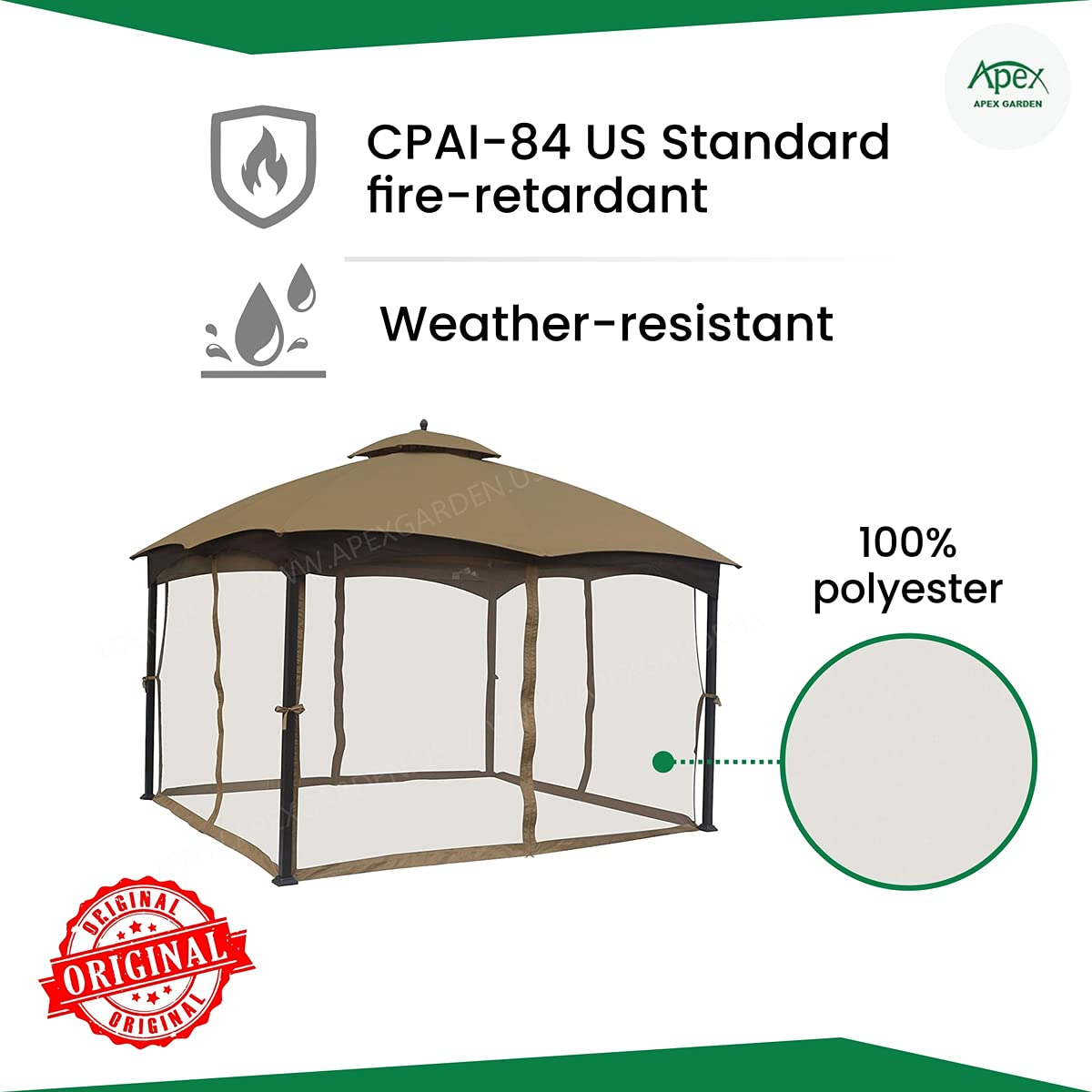 APEX GARDEN 10 Ft. x 12 Ft. Gazebo Replacement Mosquito Netting (Mosquito Net Only) APEX GARDEN