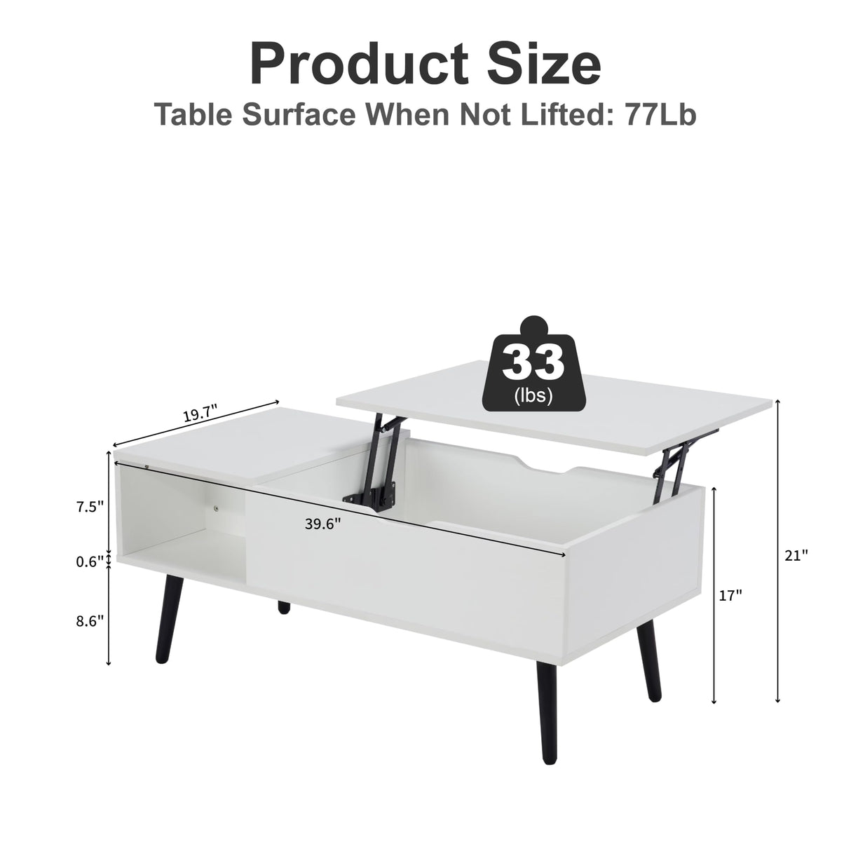 Softa Coffee Tables for Living Room, Wood Lift Top Coffee Table with Storage Shelf and Hidden Compartment, Dining Center Pop-up Table for Home, Office(White) Softa