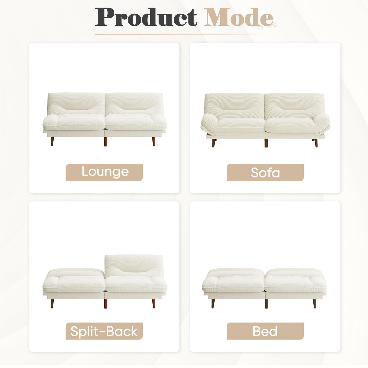 Homall Futon Sofa Bed, Modern Loveseat Futon Couch with Adjustable Backrest and Armrests, Sleeper Sofa Bed with Wood Frame for Living Room, Office, Apartment (Corduroy, White) Homall