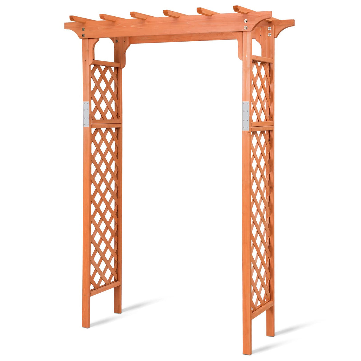 Tangkula 88-Inch Wooden Garden Arbor with Trellis, Decoration Outdoor Rose Arbor with Metal Connection for Climbing Plants, Wedding Arch for Ceremony, Bridal Party, Archway, Lawn, Patio Tangkula