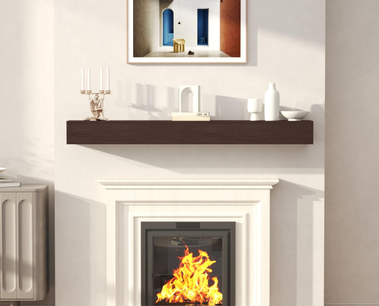 CRAFTEASE Fireplace Mantel 60 Inch Solid Wood Mantels for Over Fireplace 5" Thick Wall Mounted Shelves Long Floating Farmhouse Shelf Handcrafted Wooden Fireplace Mantle 60 X 8 X 5 - Rustic Brown CRAFTEASE