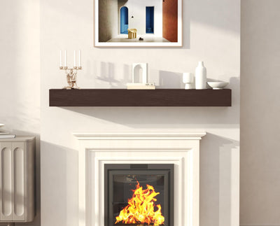 CRAFTEASE Fireplace Mantel 60 Inch Solid Wood Mantels for Over Fireplace 5" Thick Wall Mounted Shelves Long Floating Farmhouse Shelf Handcrafted Wooden Fireplace Mantle 60 X 8 X 5 - Rustic Brown