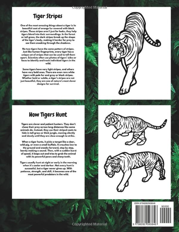 Tiger: Facts & Coloring Book: Colouring activity Book for Children Aged 2 to 16 Years (Animal Facts and Coloring) Majosta
