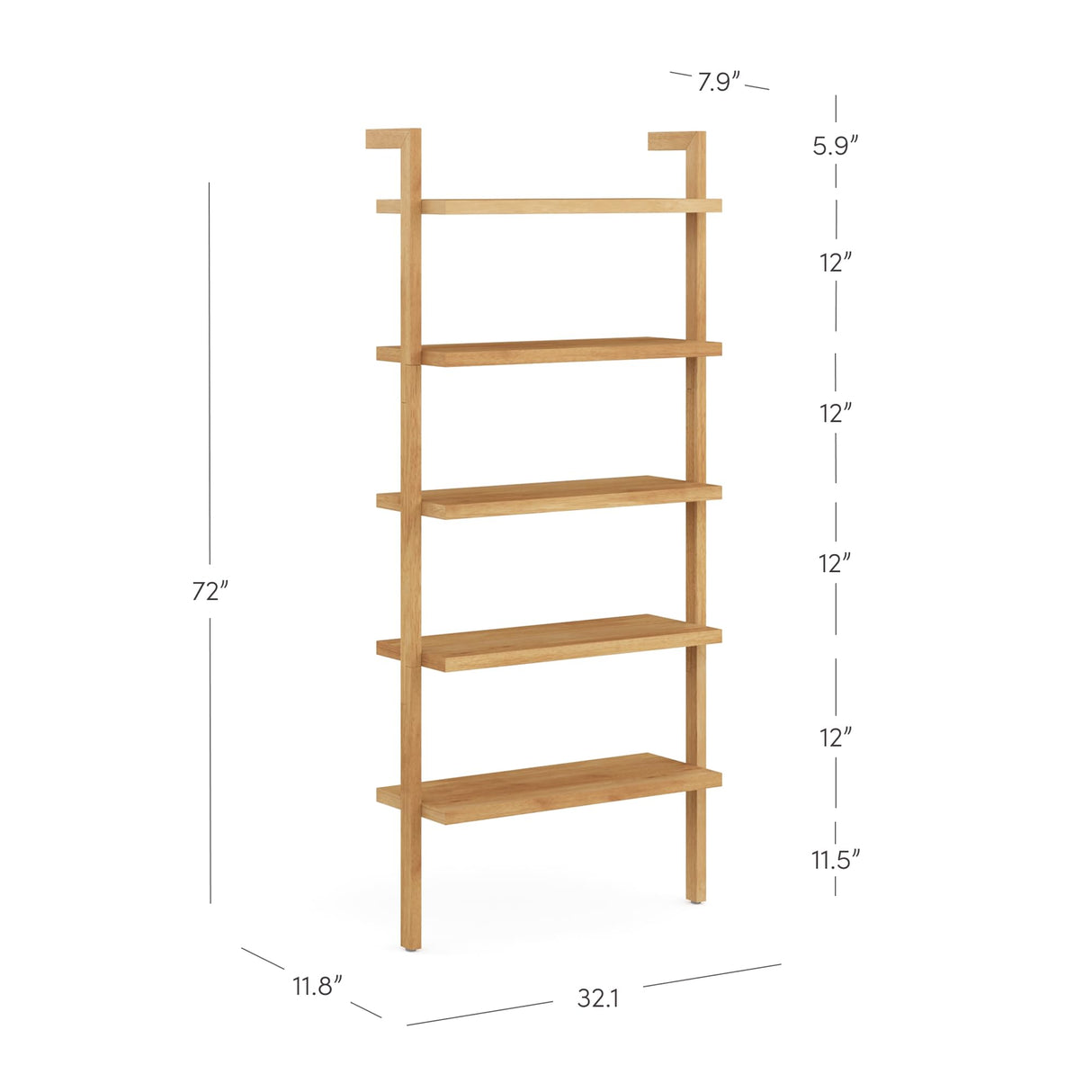 Nathan James Beacon Bohemian 5 Tier Bookshelf, Wall Mounted Bookcase, Solid Wood Bookshelf in Warm Pine Nathan James