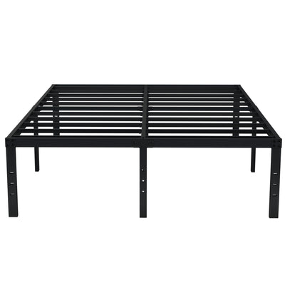 EMODA Queen Bed Frame No Box Spring Needed 18 Inch Heavy Duty Metal Tall Platform Bed Frame Queen Size with Large Storage Space, Easy Assembly, Black