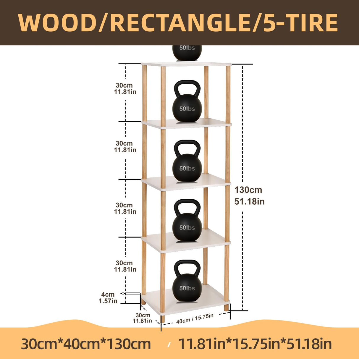 YGYQZ Bookshelf, 5-Tier High Vertical Book Shelf with Large Capacity, DIY Stackable Wooden and Metal Bookshelf Organizer, Suitable for Living Rooms, Offices, Bedrooms, and Studies YGYQZ
