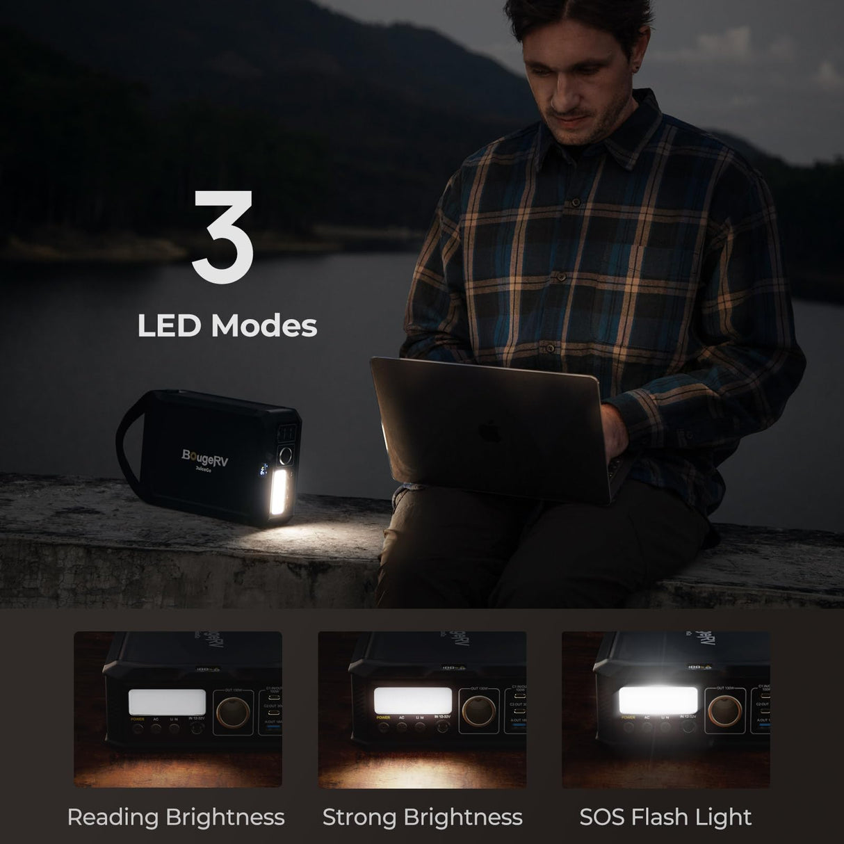 BougeRV 240Wh Portable Power Station, Solar Generator with AC outlet, JuiceGo LiFePO4 Generators for Emergency Power Supply, Camping, Travel, Home Backup, and RV BougeRV